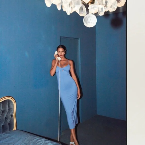 Reformation Sky Blue Strappy Midi Dress - Picture 5 of 9